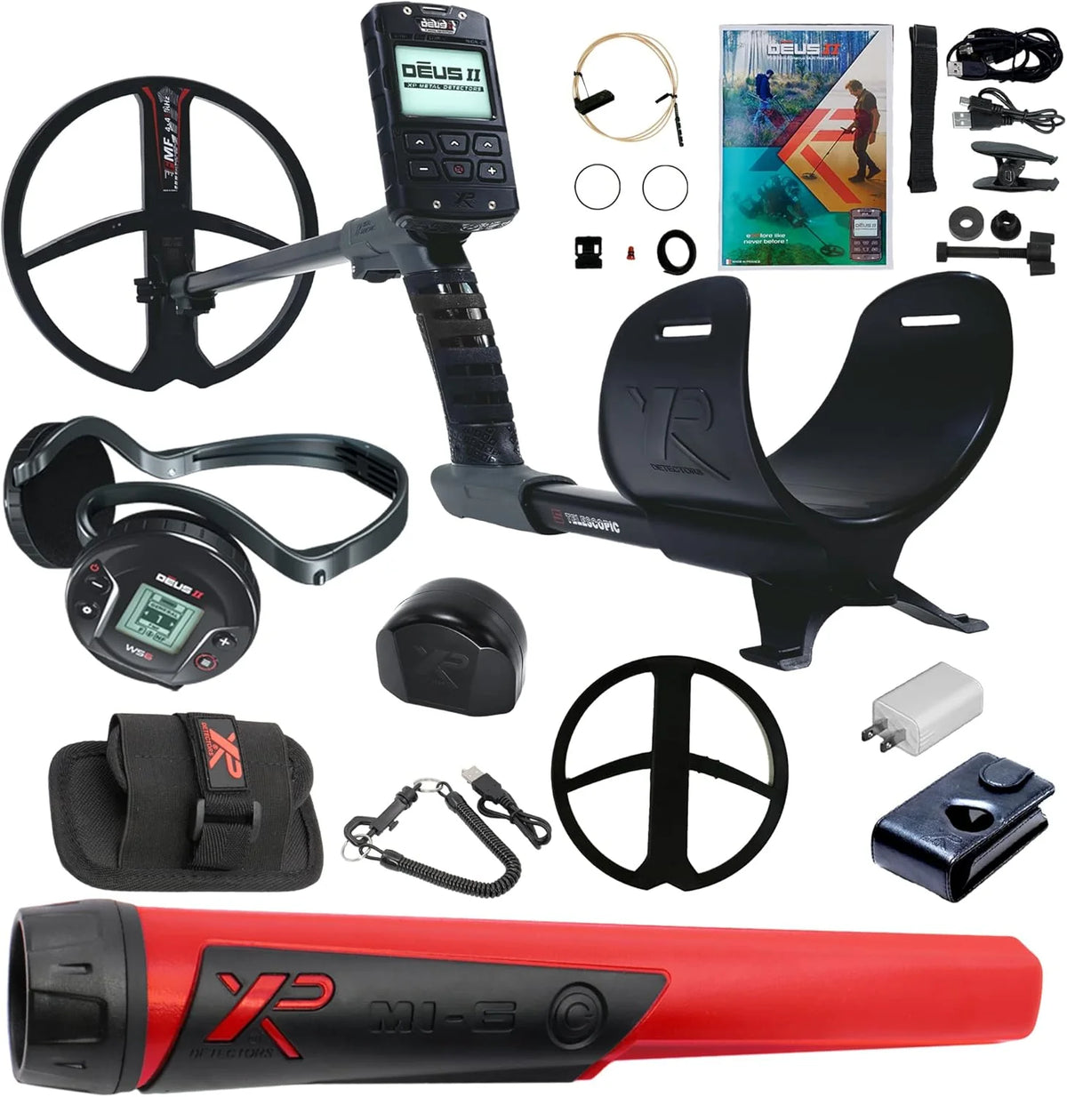 Fast Multi Frequency Metal Detector with 11'' FMF Search Coil and MI-6 Pinpointer. Black