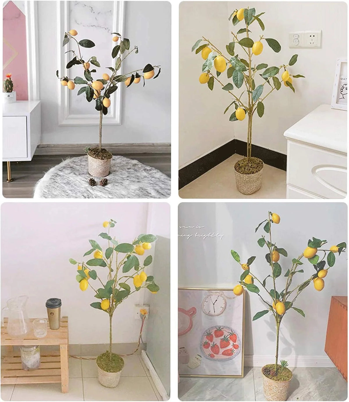 Fake Bonsai Tree The Artificial Plant Small Potted Plant Decorates The Artificial Flower Lemon Tree. 37 Inches High. It is A Good Choice Both Indoors and Outdoors. Artificial Bonsai Tree