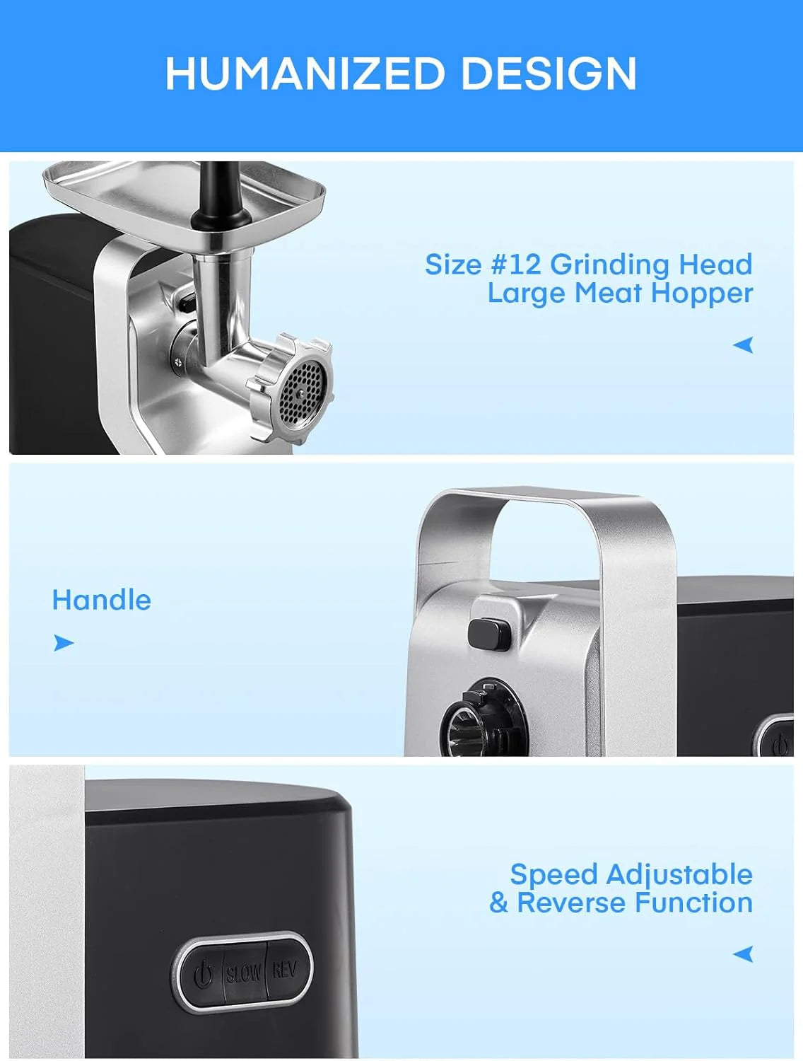 Meat Grinder Heavy Duty. 3000W Max Ultra Powerful. 5 in 1 HOUSNAT Multifunction Electric Meat Grinder. Sausage Stuffer. Slicer/Shredder/Grater. Kubbe & Tomato Juicing Kits. Home Kitchen Use
