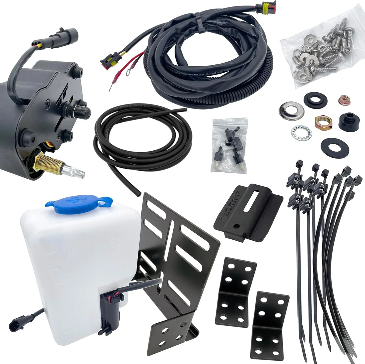 170-degree wiper motor kit. universal type. suitable for various all-terrain vehicles. compatible with Polaris RZR Lanjer. Honda Pioneer 700/1000 models. with wiper motors (B170 wiper motor and cleaning system) available in widths of 165/172/180 degr