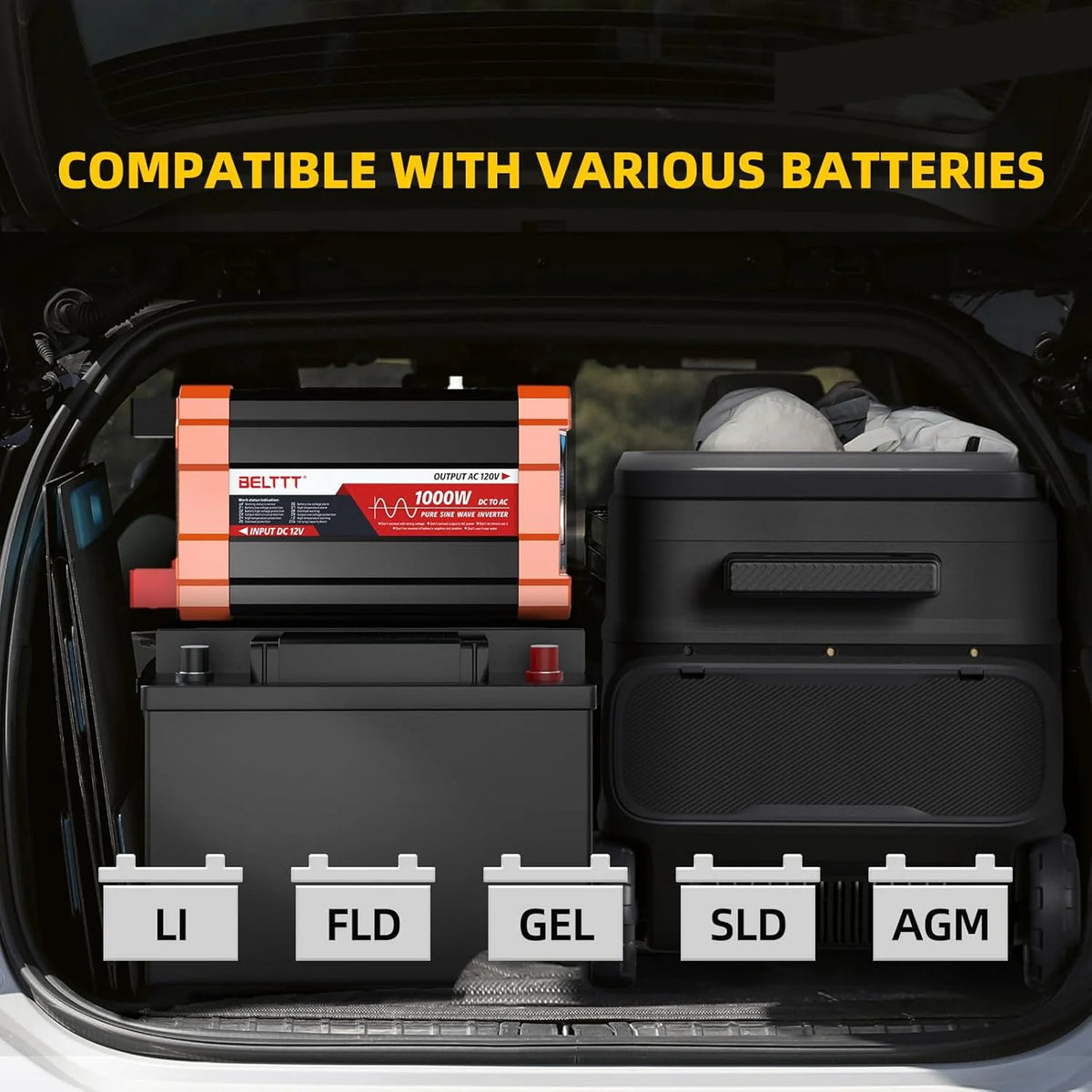 2000W Pure Sine Wave Inverter. Car Power Inverter 12V to 120V AC Converter for RV. Truck. Solar. Outdoor with Dual AC and 20A Socket. 5V 2.1A USB. Surge 4000W. Hardwire Port. Remote Controller