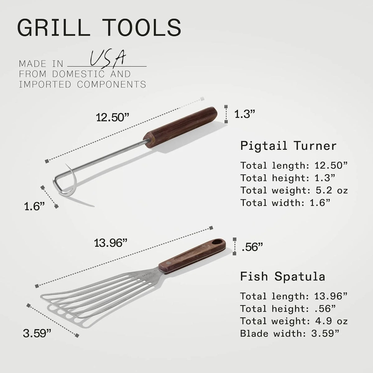 4-piece frying pan set - includes frying pan spatula. workbench scraper. fish spatula and pigtail flipper - brown linen micro-carbon fiber handle