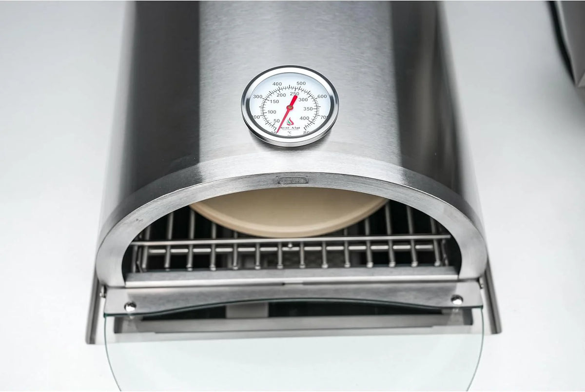 MAPZ-SS 12000 BTU Multi-Fuel Countertop Table Top Stainless Steel Portable Outdoor Cooking Kitchen Backyard Propane Gas Pizza Making Baking Oven Roasting Grill - Pizza Stone Included