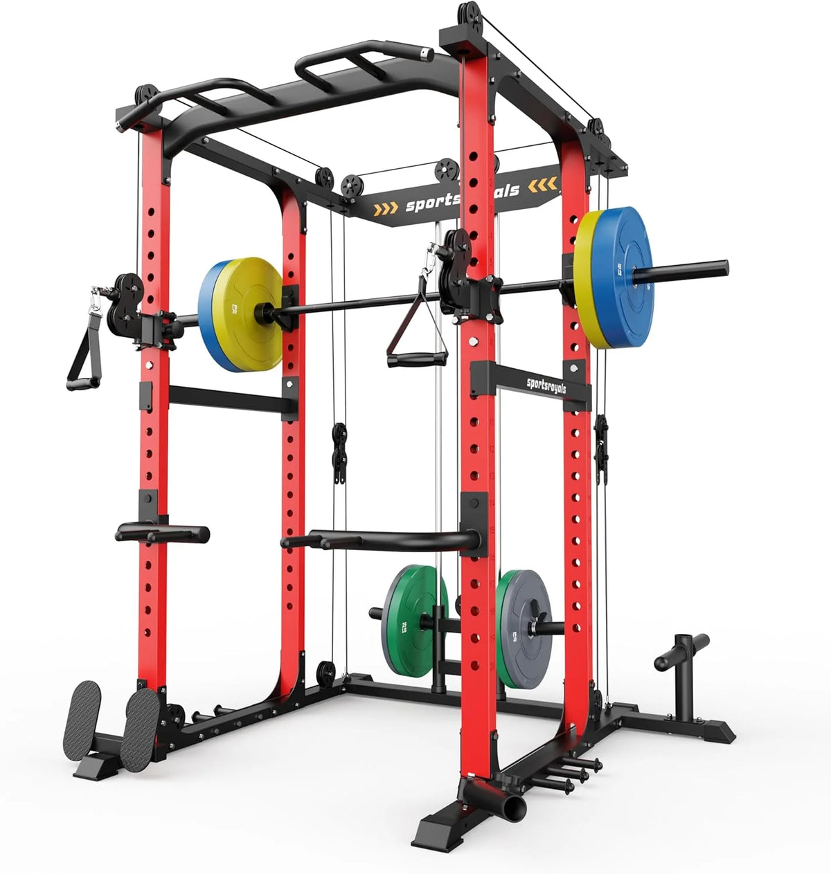 Sportsroyals Power Cage.1600lbs Multi-Function Power Rack with Adjustable Cable Crossover System and More Training Attachment. Weight Cage for Home Gym
