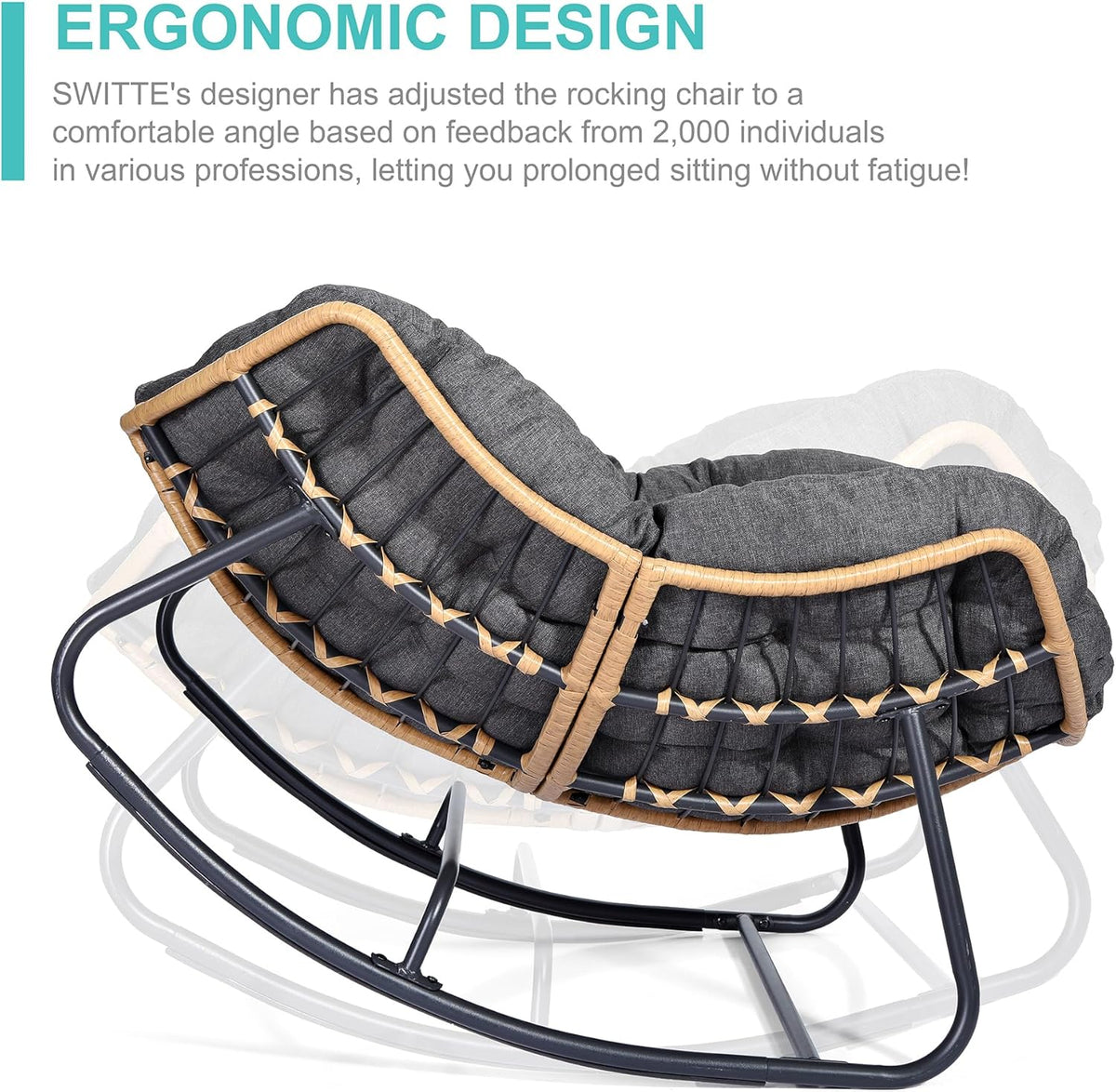 Outdoor swaying egg chair. indoor Papasan chair. rattan rocking chair. modern royal-style bedroom. living room. porch. garden. lawn chair - blue version