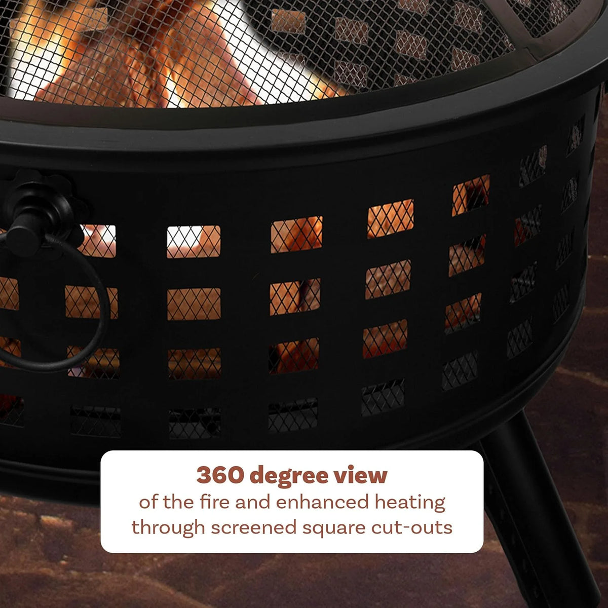 Outdoor Fire Pit - 26-Inch Round Lattice Wood Burning Firepit with Screen. Poker. Grate and Cover - Wood Fire Pits & Outdoor Fireplaces by Pure Garden