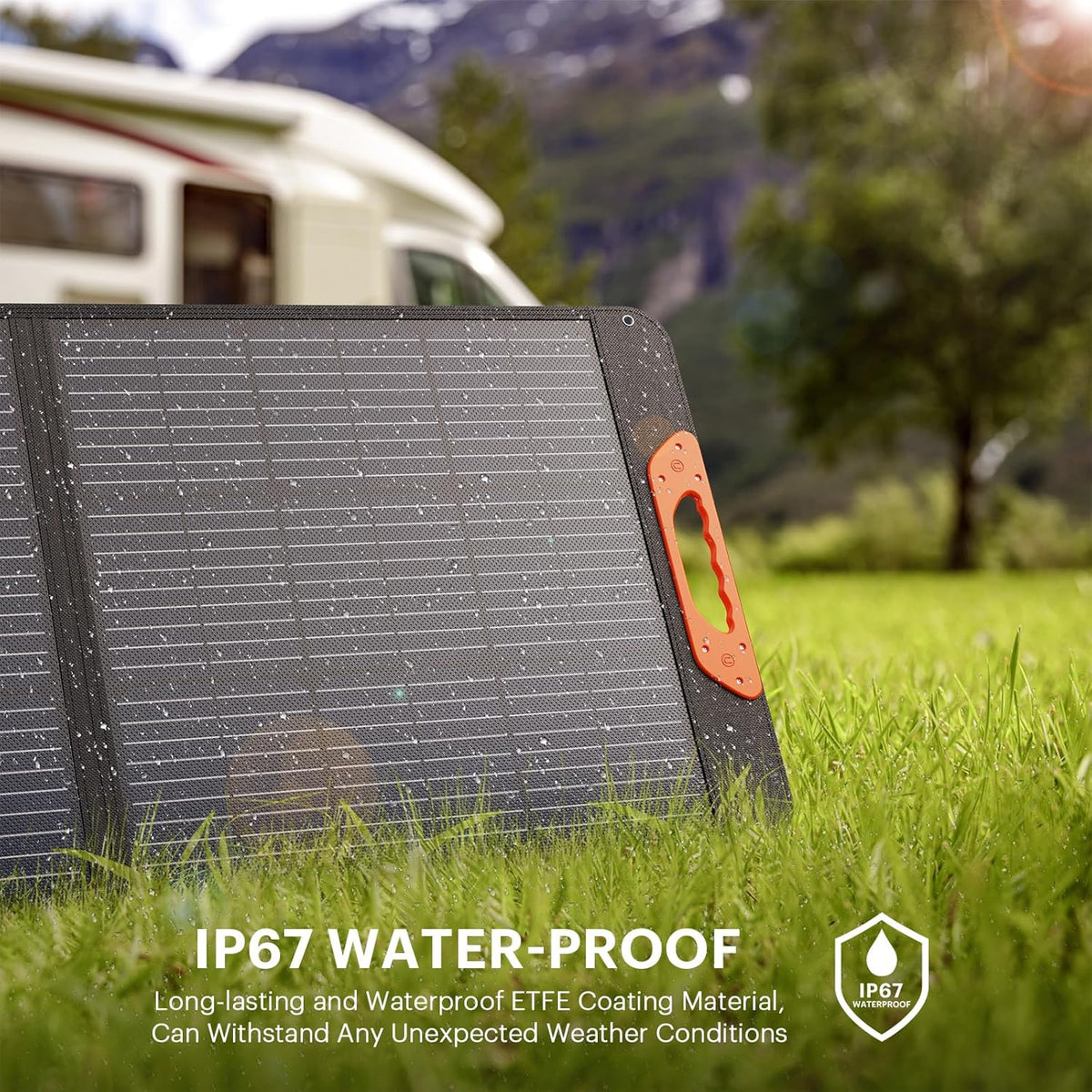 200 Watt Portable Solar Panel for Power Station.RV Essentials.200W 20V Foldable Solar Charger with Solar Cable.23.5% High Efficiency IP67 Waterproof 4 Kickstands for Camping RV Road Trip