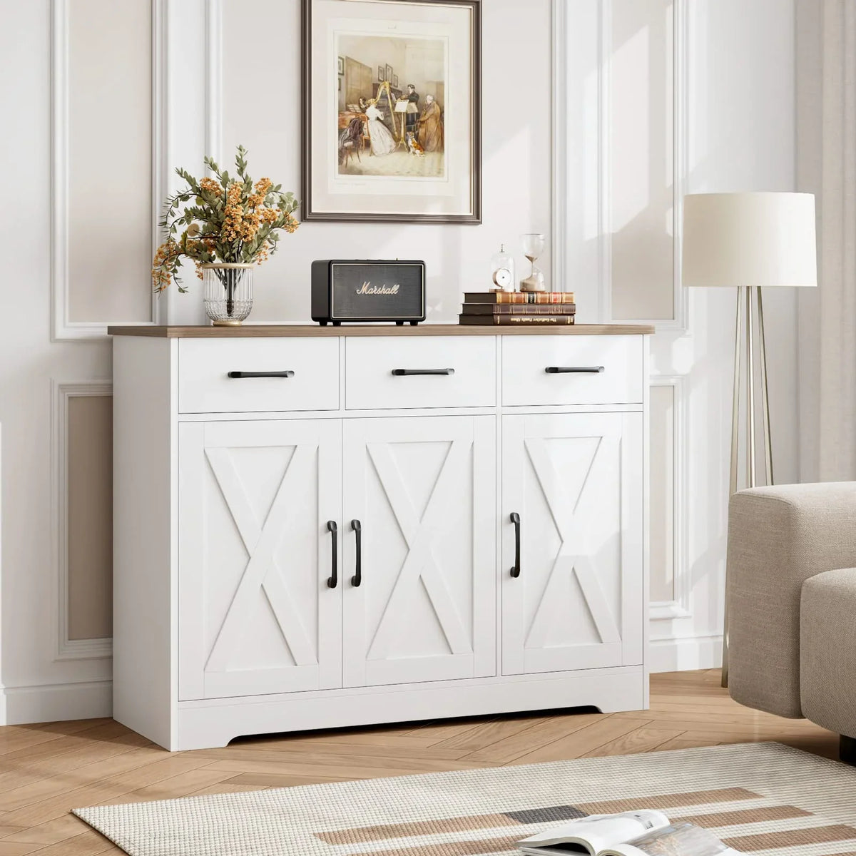 Modern Farmhouse Sideboard Buffet Cabinet