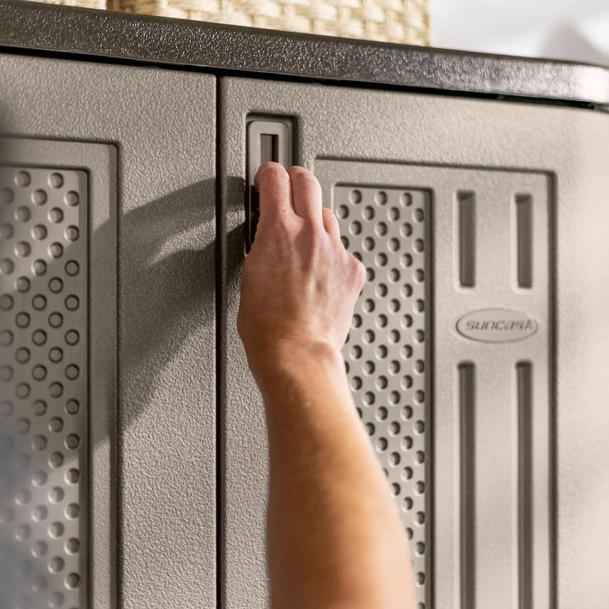 72-Inch Platinum Resin Storage Cabinet with Durable Double-Wall Construction. and Metal-Reinforced Shelves for Basement. Utility Room and Garage Storage. Platinum. Made in the USA