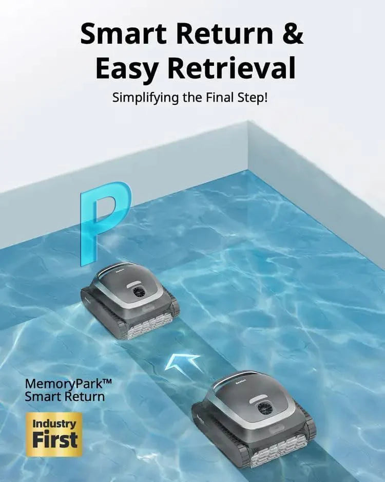 Cordless Robotic Pool Vacuum Cleaner - Intelligent Path Opimization. Cleans Floor. Walls. and Waterline - Suitable for Above & In-Ground Pools up to 2.260 sq.ft. Light Gray