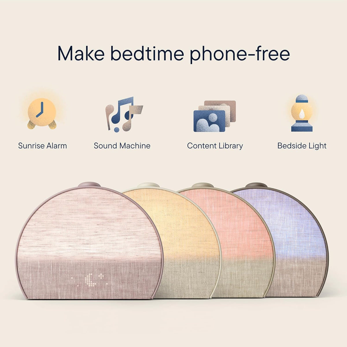 Sunrise alarm clock. audio equipment. smart lamp (rubber material) - White noise mode. screen-free sleep program