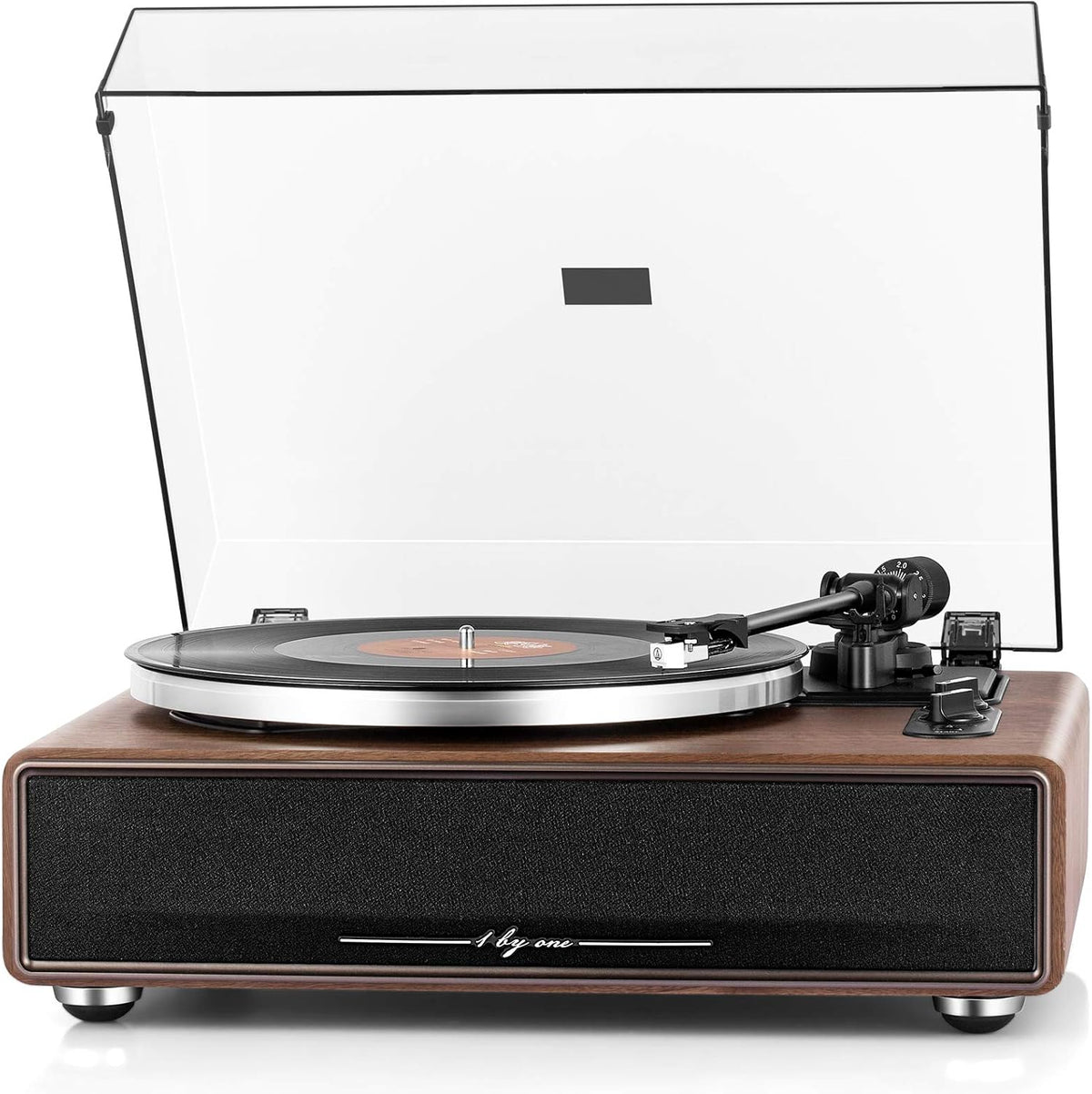 High Fidelity Belt Drive Turntable with Built-in Speakers. Vinyl Record Player with Magnetic Cartridge. Bluetooth Playback and Aux-in Functionality. Auto Off