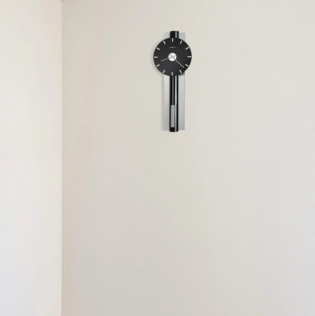 Wall-mounted clock. quartz movement. battery-powered. pointer-style analog display. rectangular pendulum. decorative sturdy frame. nickel-plated surface. wall-mounted installation. perfect home decoration alarm clock