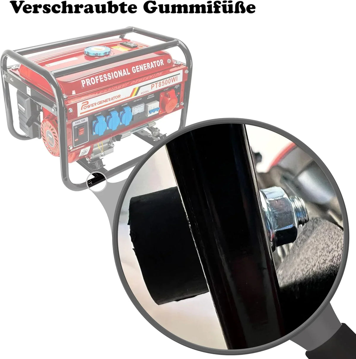 Generador de corriente con gasolina | Accesorios incluidos | Grupo electrógeno silencioso | 5 enchufes 3 x 230 V / 1 x 400 V / 1 x 12 V | 6.5 CV