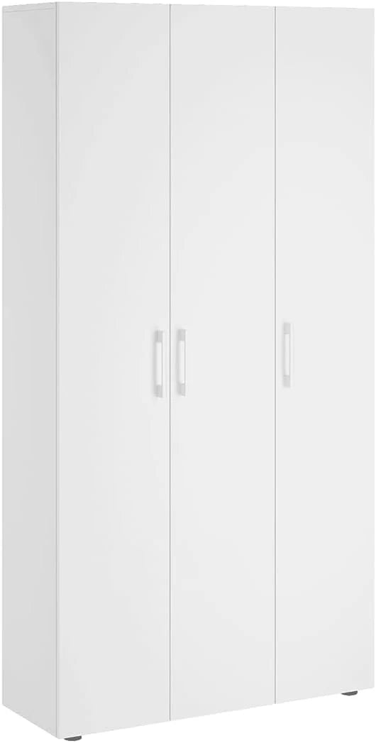 Bellamio Apol Mehrzweckschrank Weiß – Besenschrank 90 cm breit mit Stauraum – Putzschrank mit Staubsaugerfach – Vorratsschrank Küche - Aktenschrank