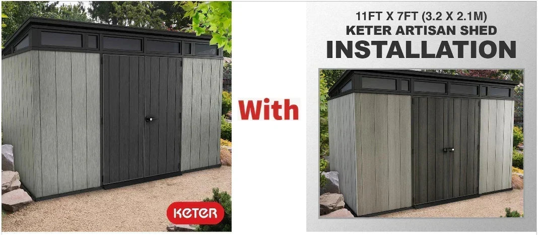 2026 Keter Artisan Cobertizo de Jardín 11 x 7 pies (3.4 x 2.1 m) – Solución Elegante y Robusta para Almacenamiento Exterior