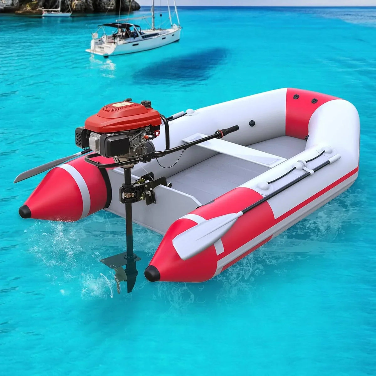 4 Stroke 4HP Outboard Motor. 4 Stroke 55CC Jet Pump Boat Engine w/Wind Cooling CDI System for Rubber Boats. Wooden Boats. Fishing Boats. etc. 5500 rpm