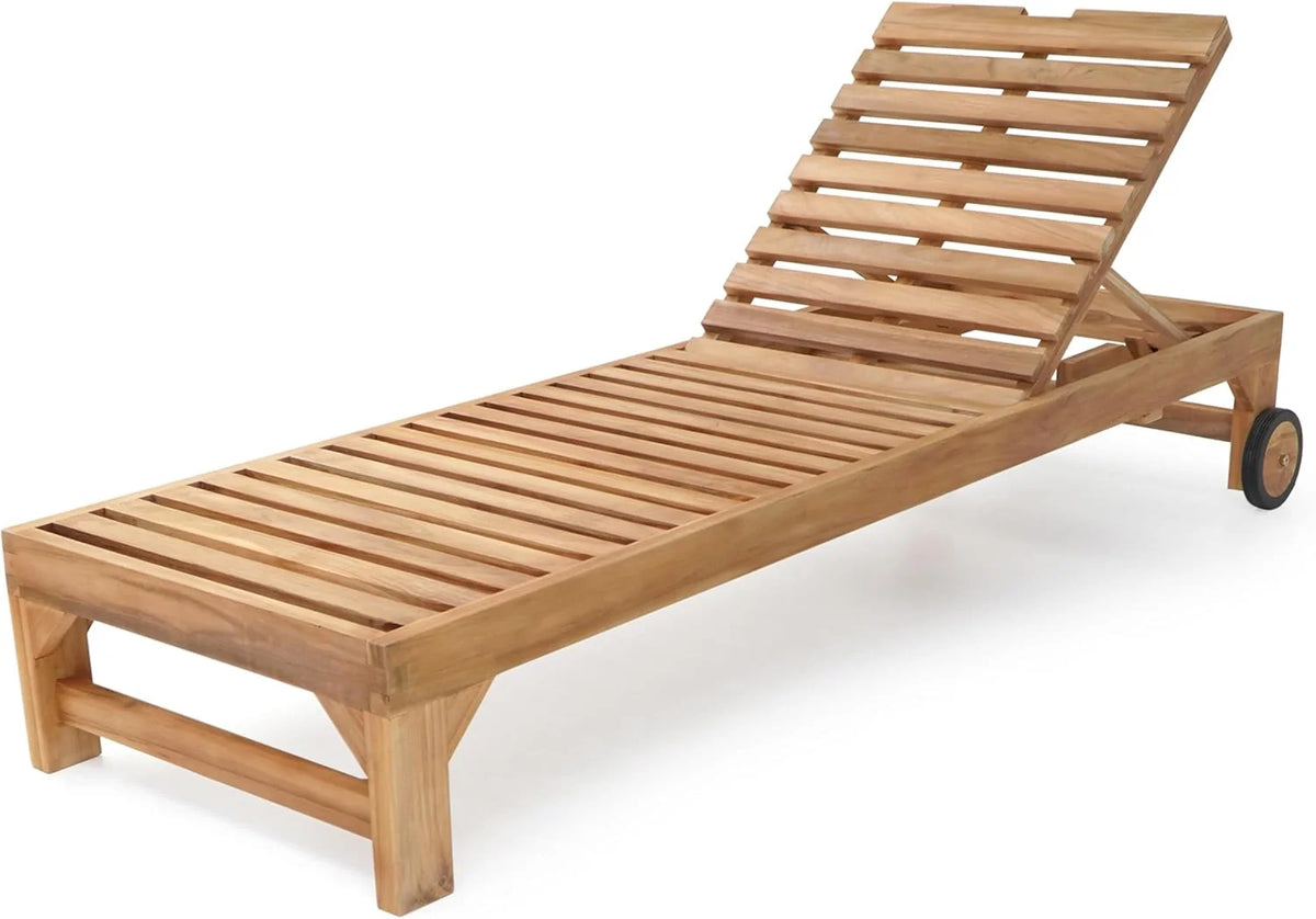 AXI Rama Gartenliege aus Teak Holz mit Kissen | Sonnenliege aus Teakholz mit Verstellbarer Rücklehne - 4 Positionen | Sonnenbett/Liege mit Rollen für