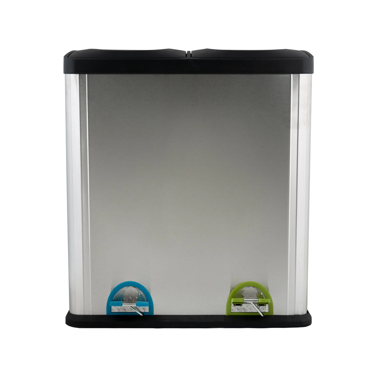 60L 2 Compartment Stainless Steel Recycling Bin. Dual Section Trash Sorter Container for Kitchen. Home & Office
