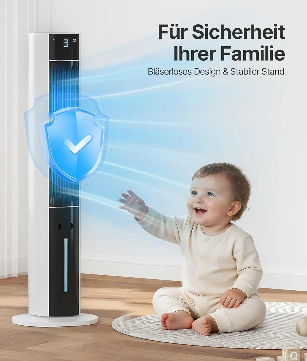 Turmventilator Luftkühler mit Wasserkühlung - Mobile Klimaanlage ohne Abluftschlauch. Ventilator mit Kühlung Leise. 3 Modi-12H Timer-Aroma-