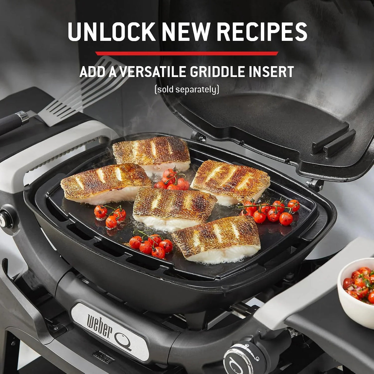 Weber Q 1200N Gasgrill mit Seitentischen/leichter Grill für Camping. Terrassen & Balkone mit Hochleistungsbrenner. porzellanemaillierten Gussrosten &