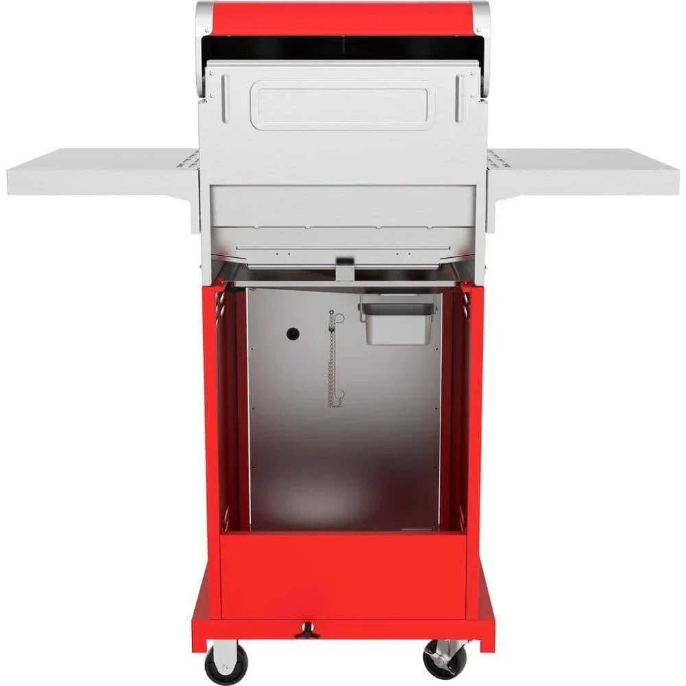 2-Burner Propane Gas Grill. Red Stainless Steel. 28.000 BTUs. Compact Design