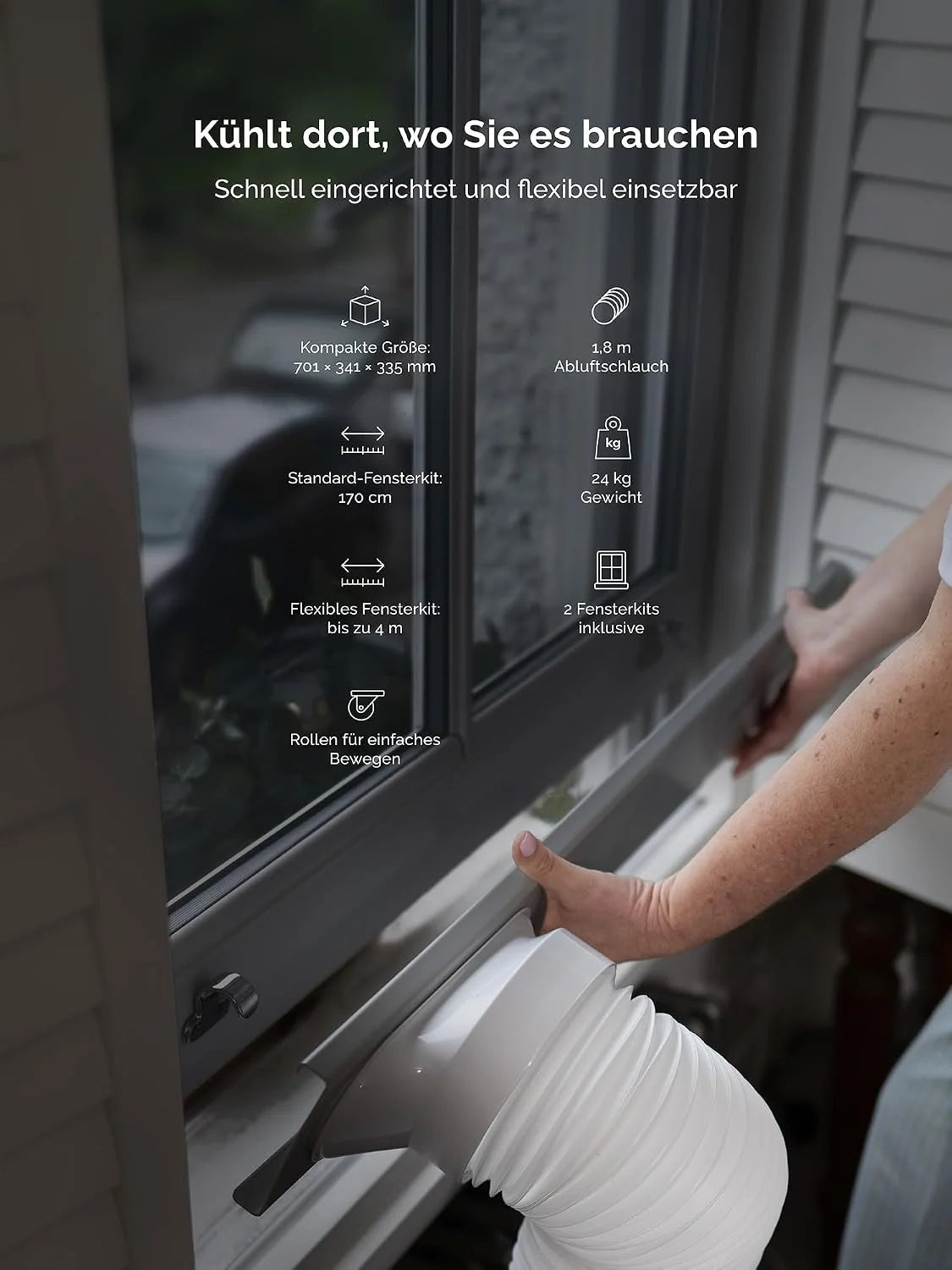 MeacoCool MC Series Pro 10000 BTU Mobile Klimaanlage mit App-Steuerung. Fernbedienung. Energieklasse A. leise (53 dB). 4-in-1 Kühlung. 18–28 m².