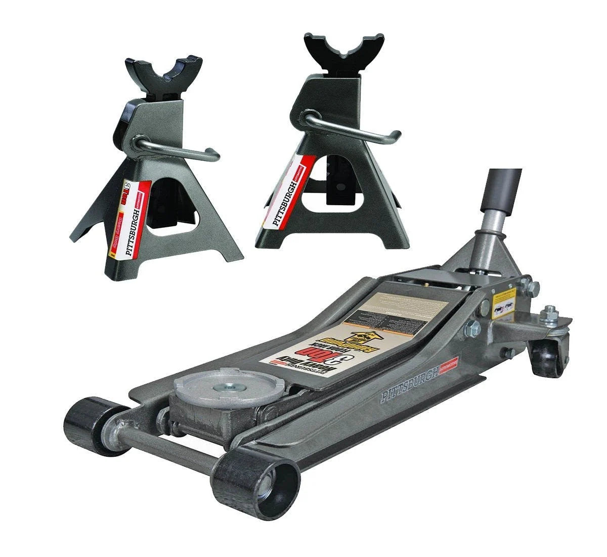 3-Ton Low-Profile Floor Jack and Jack Stands Set