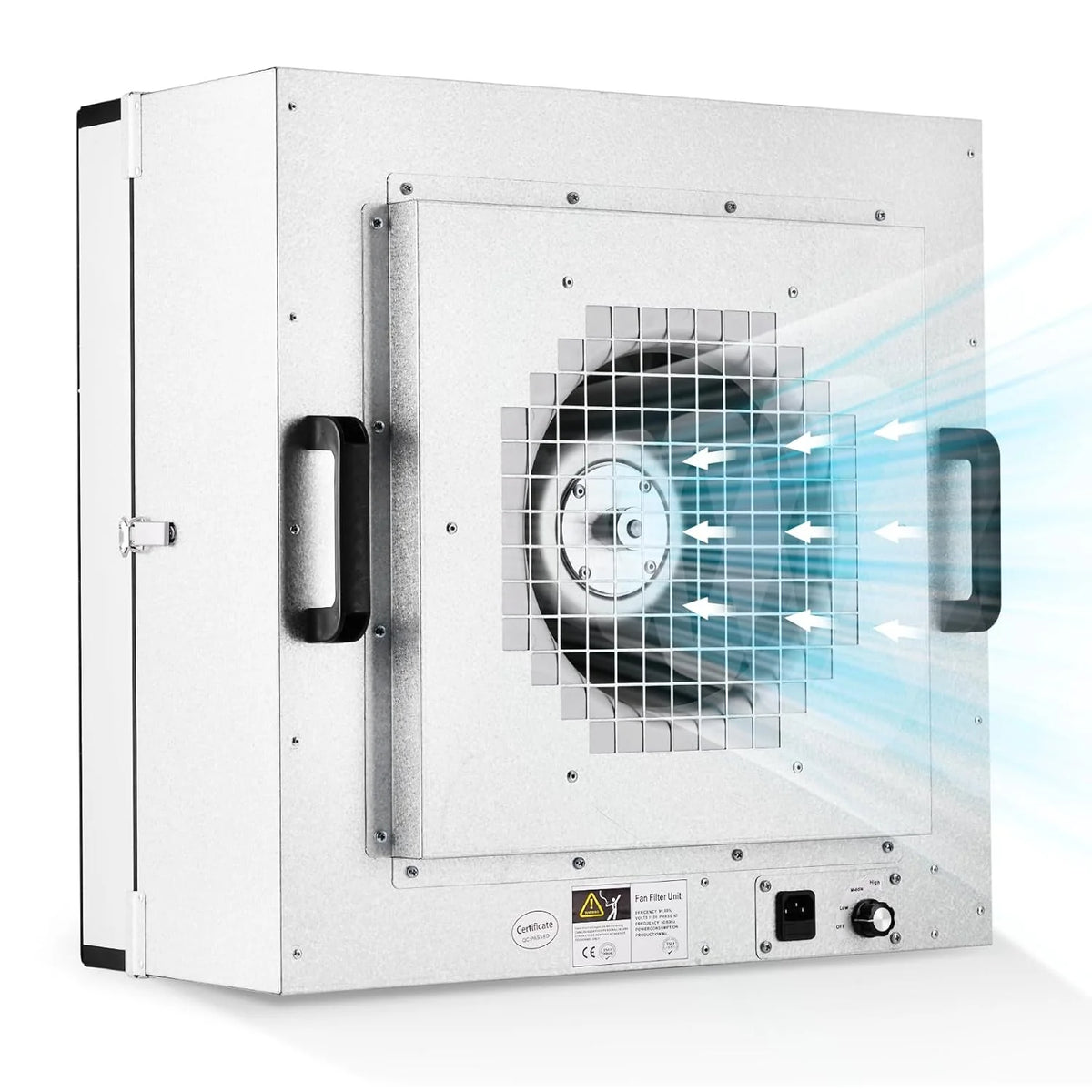 Laminar Flow Hood. H-14 HEPA Filter with Safety Locks. Class 100/ ISO Class 5 Cleanliness. Fan Filter Unit 22.6x22.6in Flow Hood Mycology/Clean Room/Laboratory 110V