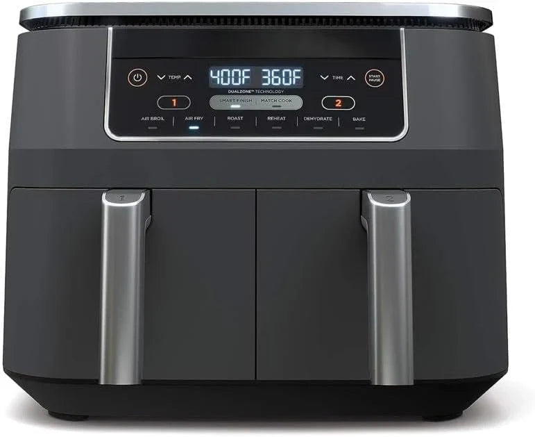 10 Quart 6-in-1 DualZone XL 2-Basket Air Fryer with 2 Independent Frying Baskets. Match Cook & Smart Finish to Roast. Broil. Dehydrate for Quick. Easy