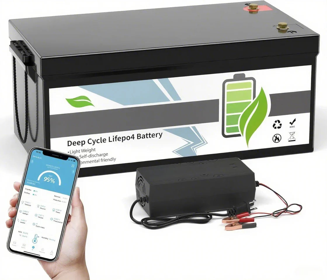 12V 100Ah LiFePO4 Battery. Rechargeabel Deep Cycle Lithium Batteries. 100A BMS with Low-Temp Protection. Perfect for RV. Solar. Boat. Marine. Trolling
