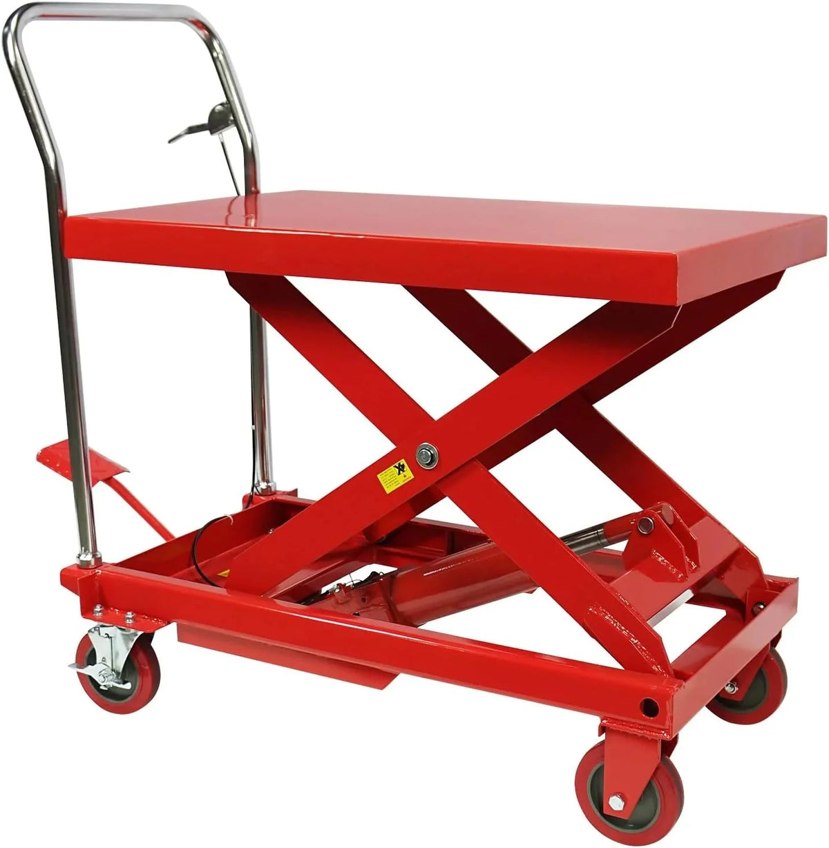 660LBS Hydraulic Lift Table Cart – 31 Lift Height. Double Scissor Design with 4 Wheels & Non-Slip Pad for Material Handling