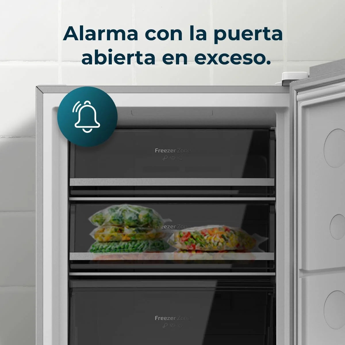 Cecotec Congelador Vertical de 380L Bolero CoolMarket UF 380 inox D. 1950W. Motor Inverter Plus. Bajo Consumo. Total No Frost. Display door.