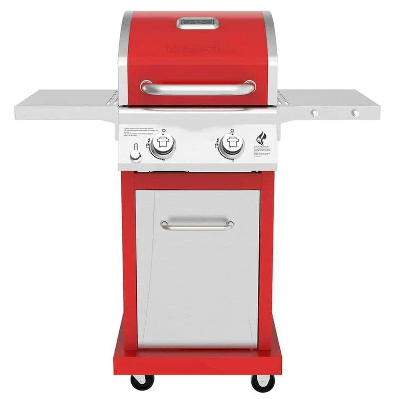 2-Burner Propane Gas Grill. 28.000 BTU. Stainless Steel. Red