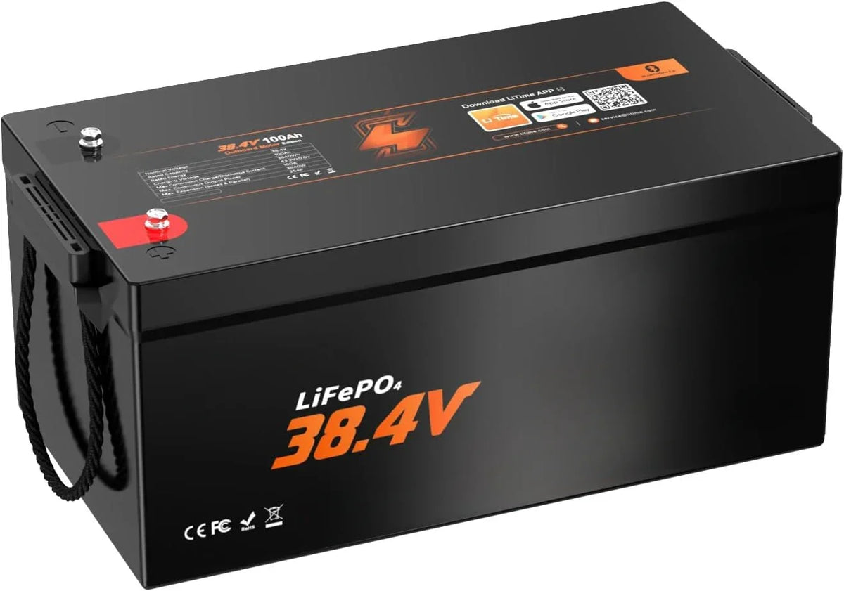 36V 100Ah OBM Bluetooth Low-Temp Protection LiFePO4 Battery. Built-in 100A BMS. Deep Cycle Lithium Iron Phosphate Battery Perfect for Trolling Motors.