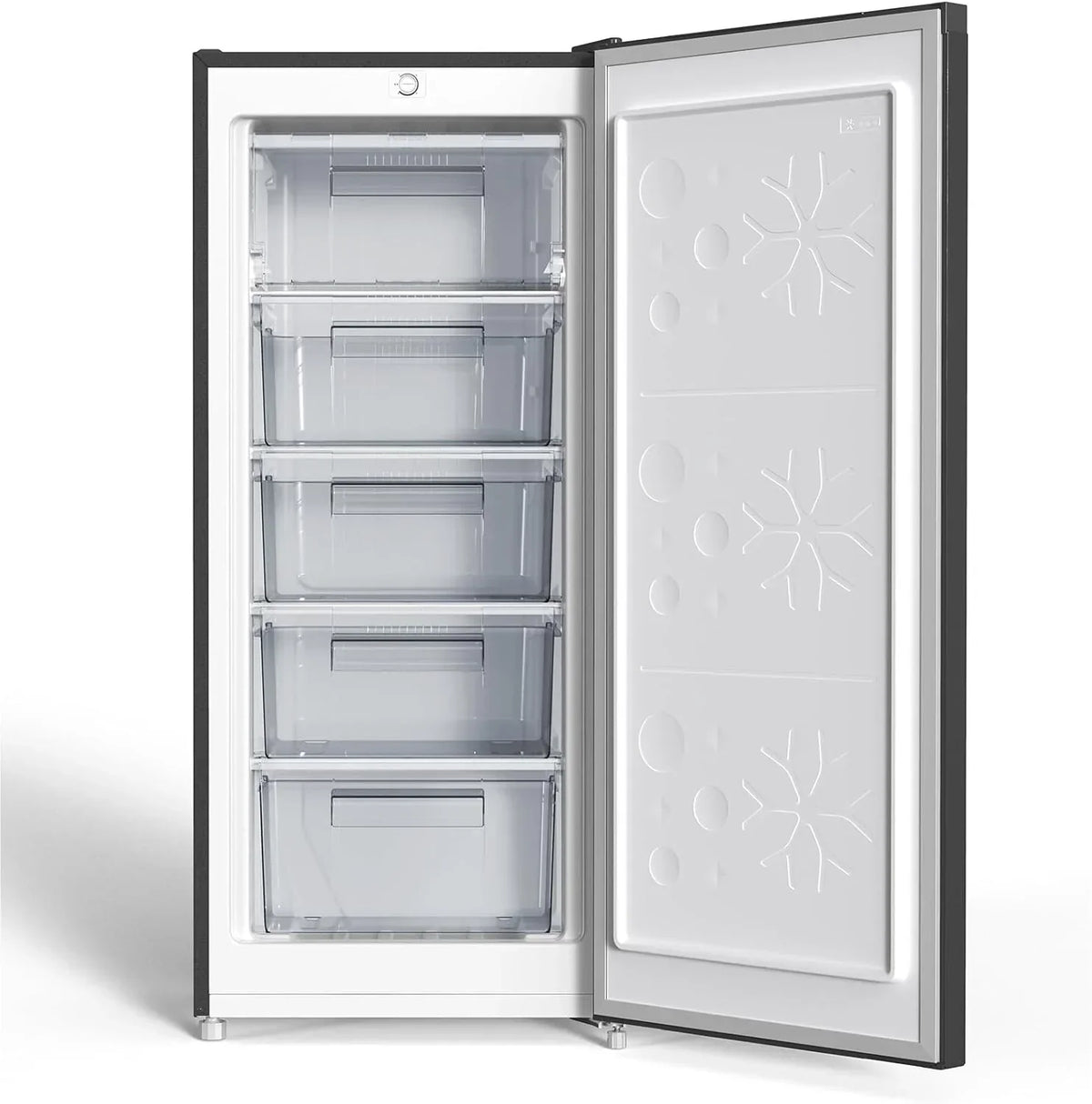 Congelador vertical independiente CHiQ. 145L de capacidad. congelación rápida. termostato ajustable. silencioso. puerta reversible. negro.