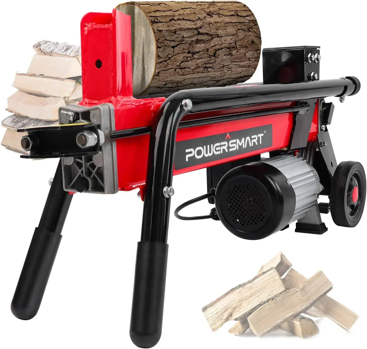7-Ton Electric Log Splitter. 15 Amp. 3500 Motor Speed. Horizontal Full Beam Design with Steel Wedge