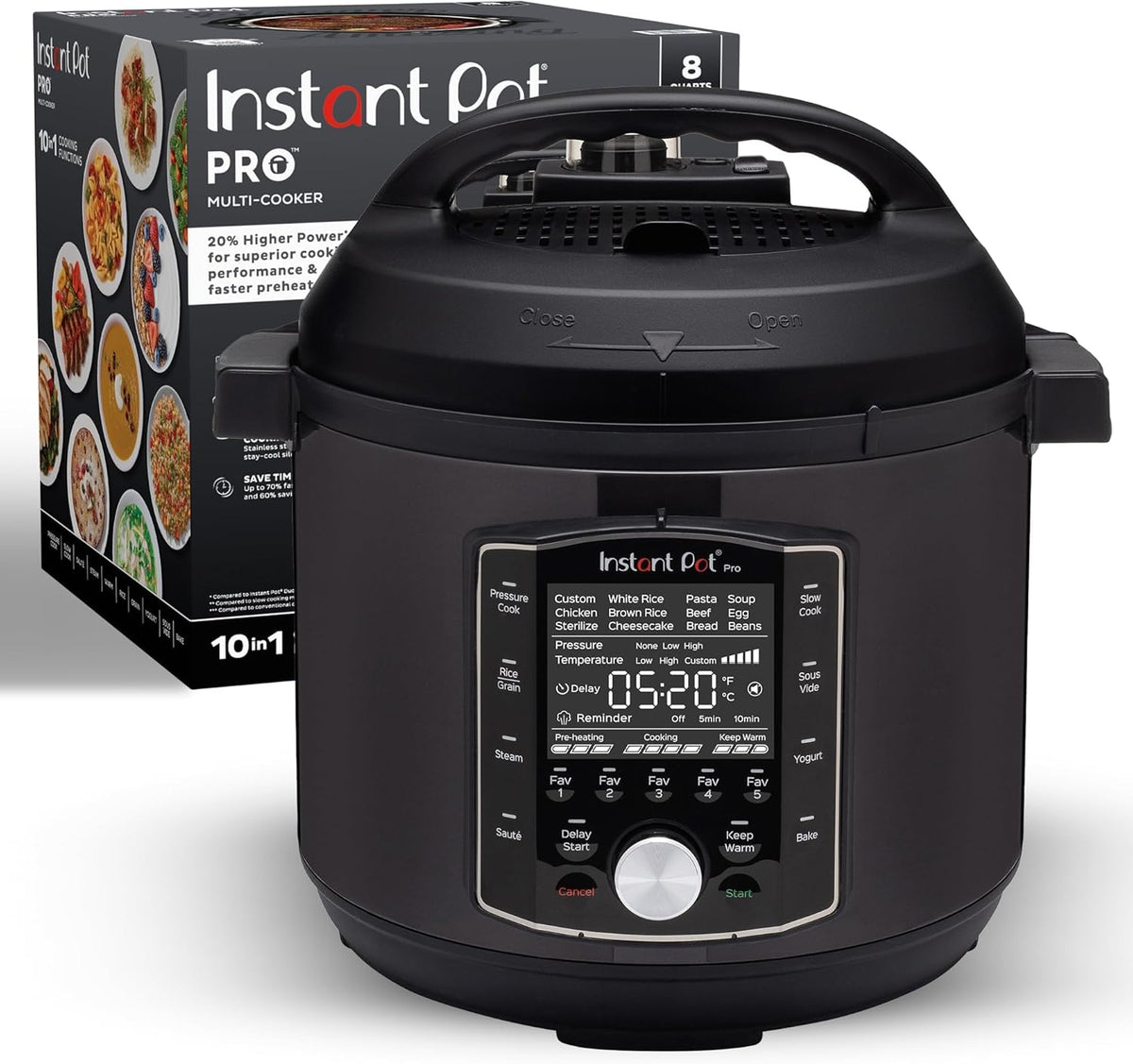 10-in-1 Pressure Cooker. Slow Cooker. Rice/Grain Cooker. Steamer. Sauté. Sous Vide. Yogurt Maker. Sterilizer. and Warmer. Includes App With Over 800 Recipes. Black