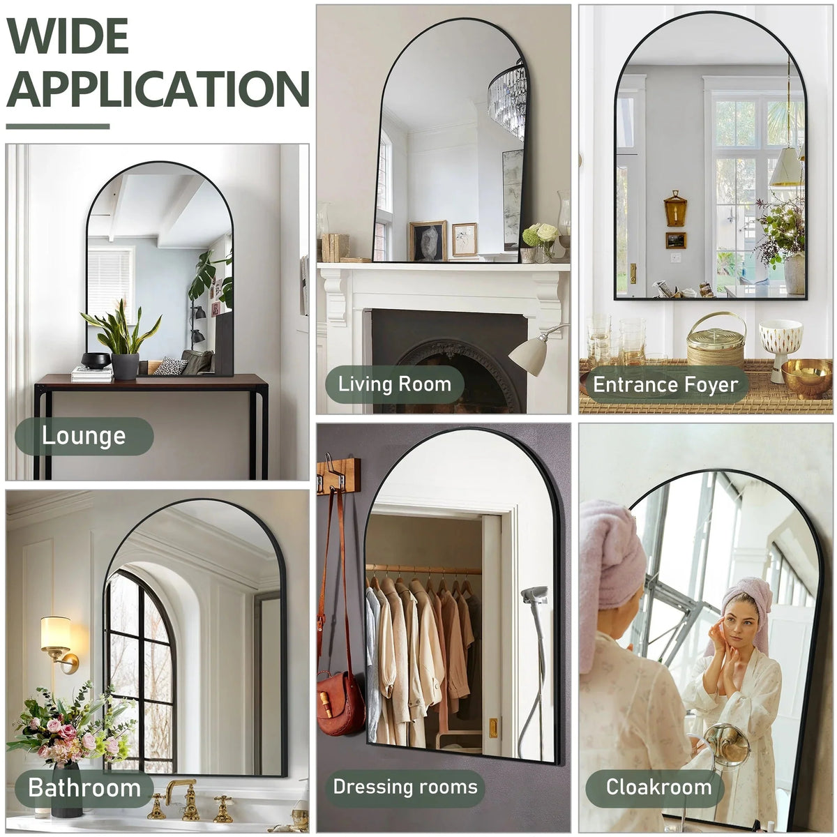 2 Pack 36x24 Inch Arched Bathroom Vanity Mirrors. Wall Mounted Decorative Mirrors for Bathroom and Bedroom