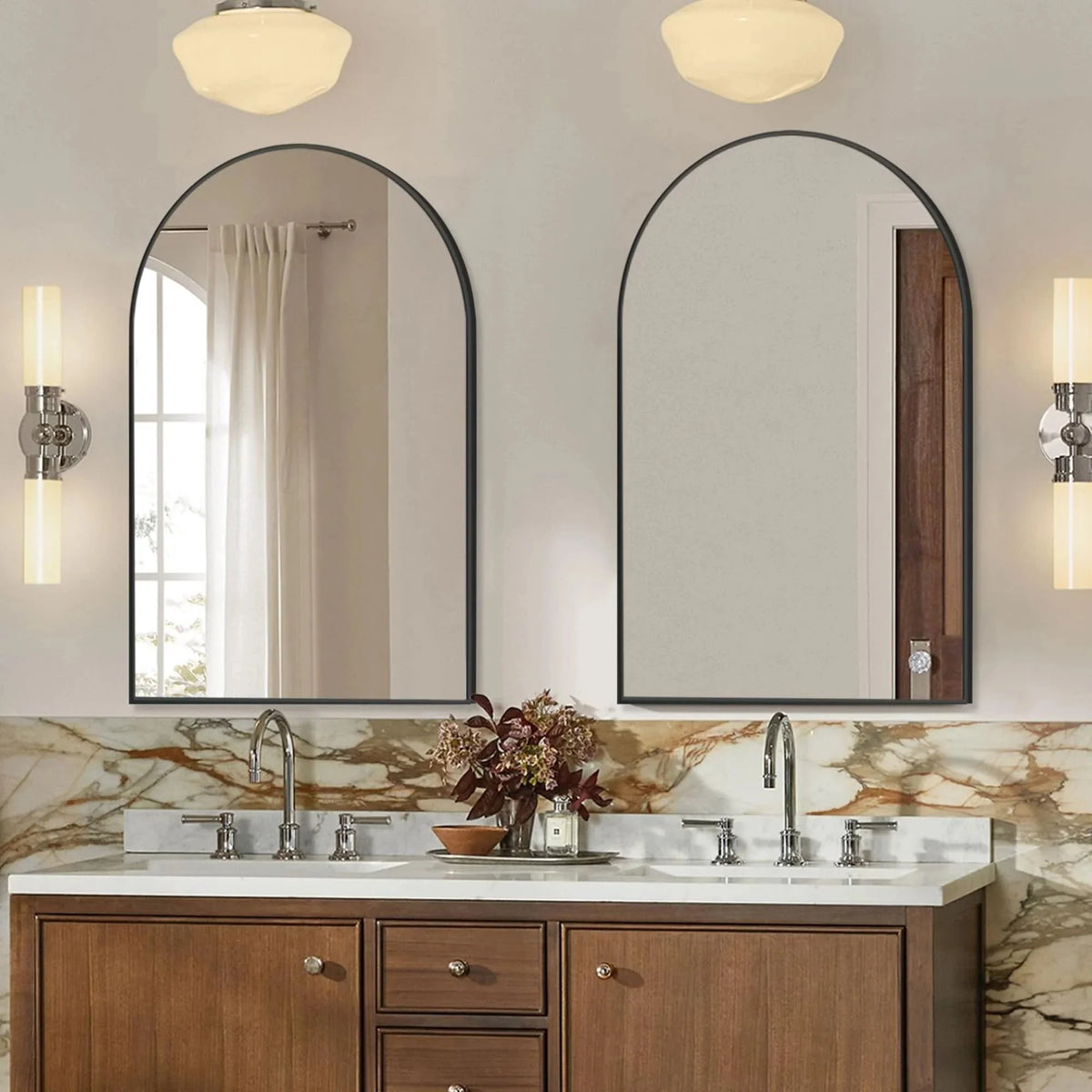 2 Pack 36x24 Inch Arched Bathroom Vanity Mirrors. Wall Mounted Decorative Mirrors for Bathroom and Bedroom