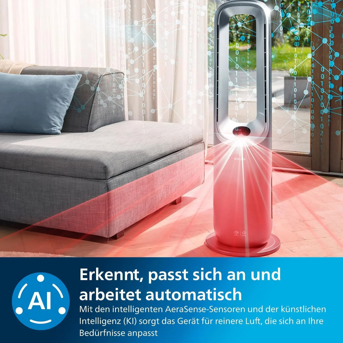 Philips Air Performer 3-in-1: Luftreiniger. Heiz- und Kühlgebläse - Reinigt 70 m². Entfernt 99.97% der Allergene und Schadstoffe. HEPA-Filter.