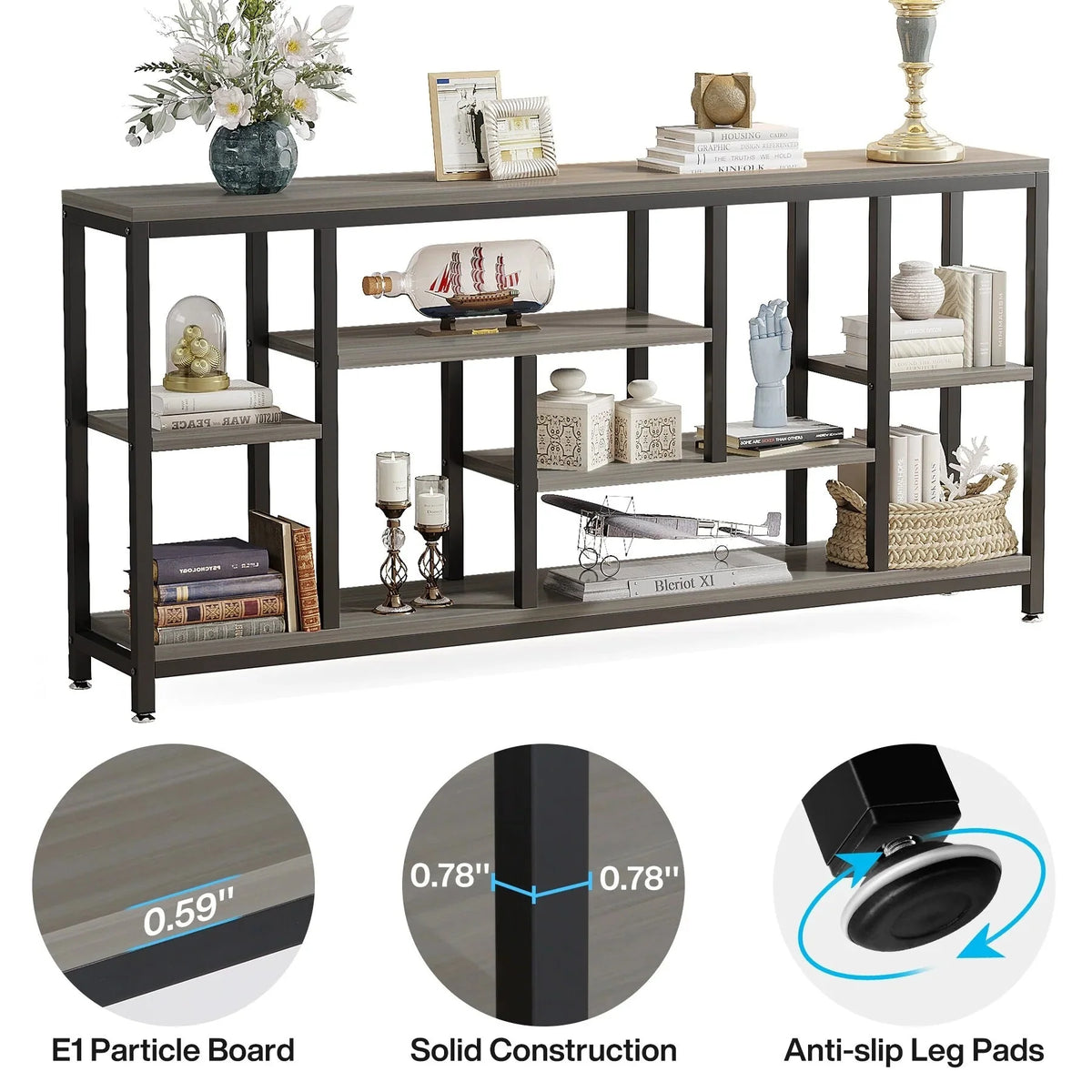 70.9 Inch Console Sofa Table with Storage. 3-Tier Entryway Table for Hallway
