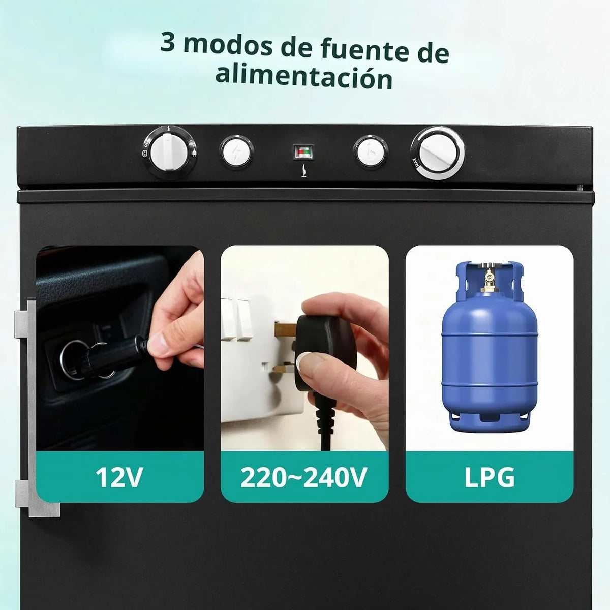 SMETA Nevera de Gas Butano. 100L con Congelador. Trivalente 12v 220v Gas. Frigorifico 12v. sin Ruido. Nevera para Furgoneta Camper Caravana