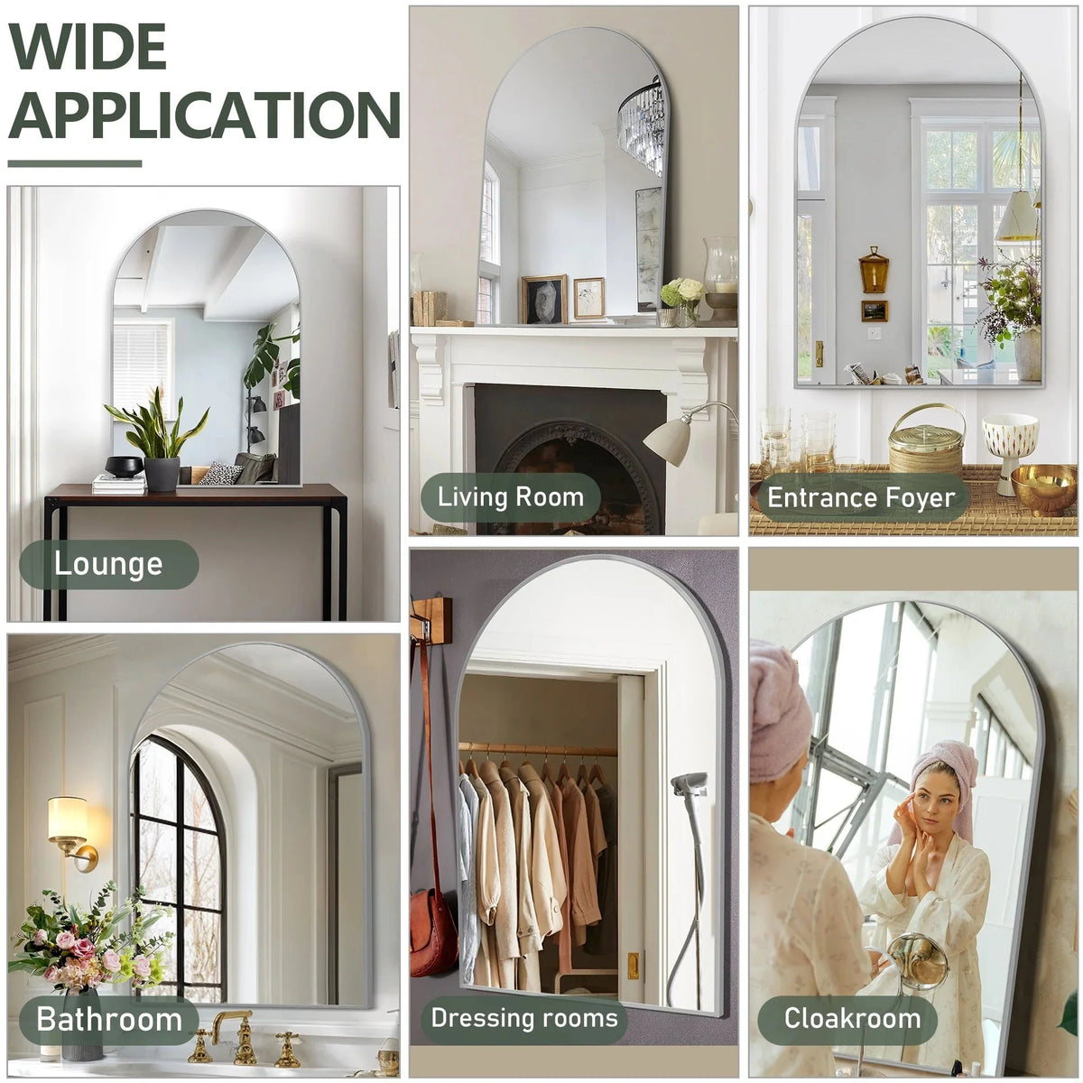 2 Pack 36x24 Inch Arched Bathroom Vanity Mirrors. Wall Mounted Decorative Mirrors for Bathroom and Bedroom