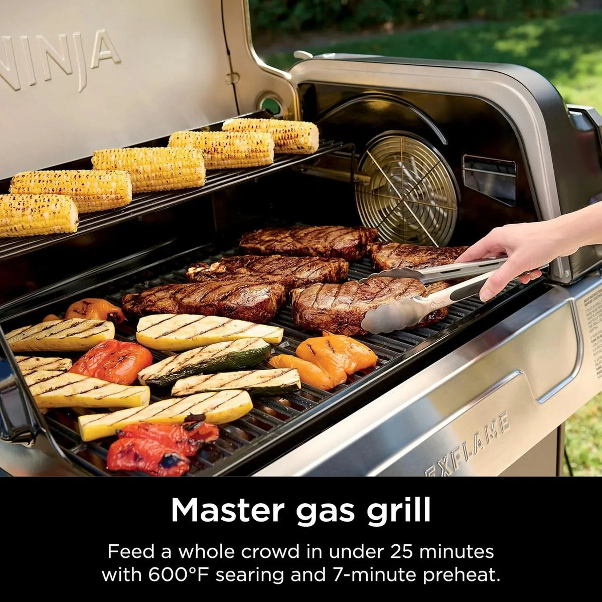 5-in-1 Electric and Propane Grill. 3-Burner Outdoor BBQ Grill and Smoker with Digital Controls. Griddle and Pizza Maker. Stainless Steel