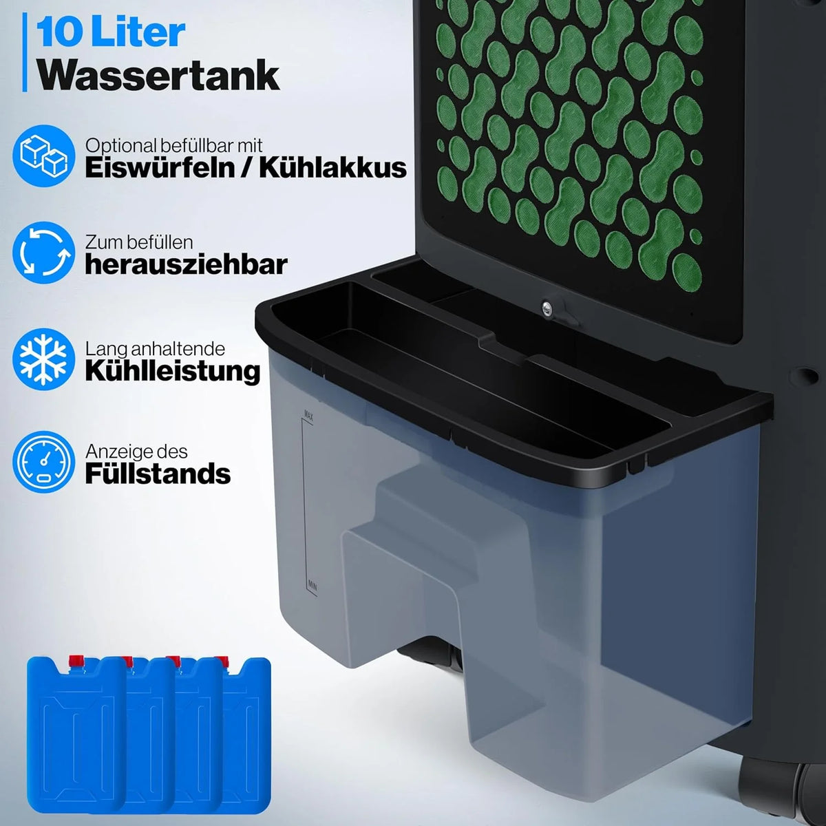 KESSER Mobile Klimaanlage 4in1 Luftkühler – Air Cooler mit Fernbedienung & Timer. 10L Wassertank. Ionisator & Luftbefeuchter. Ventilator Klimagerät