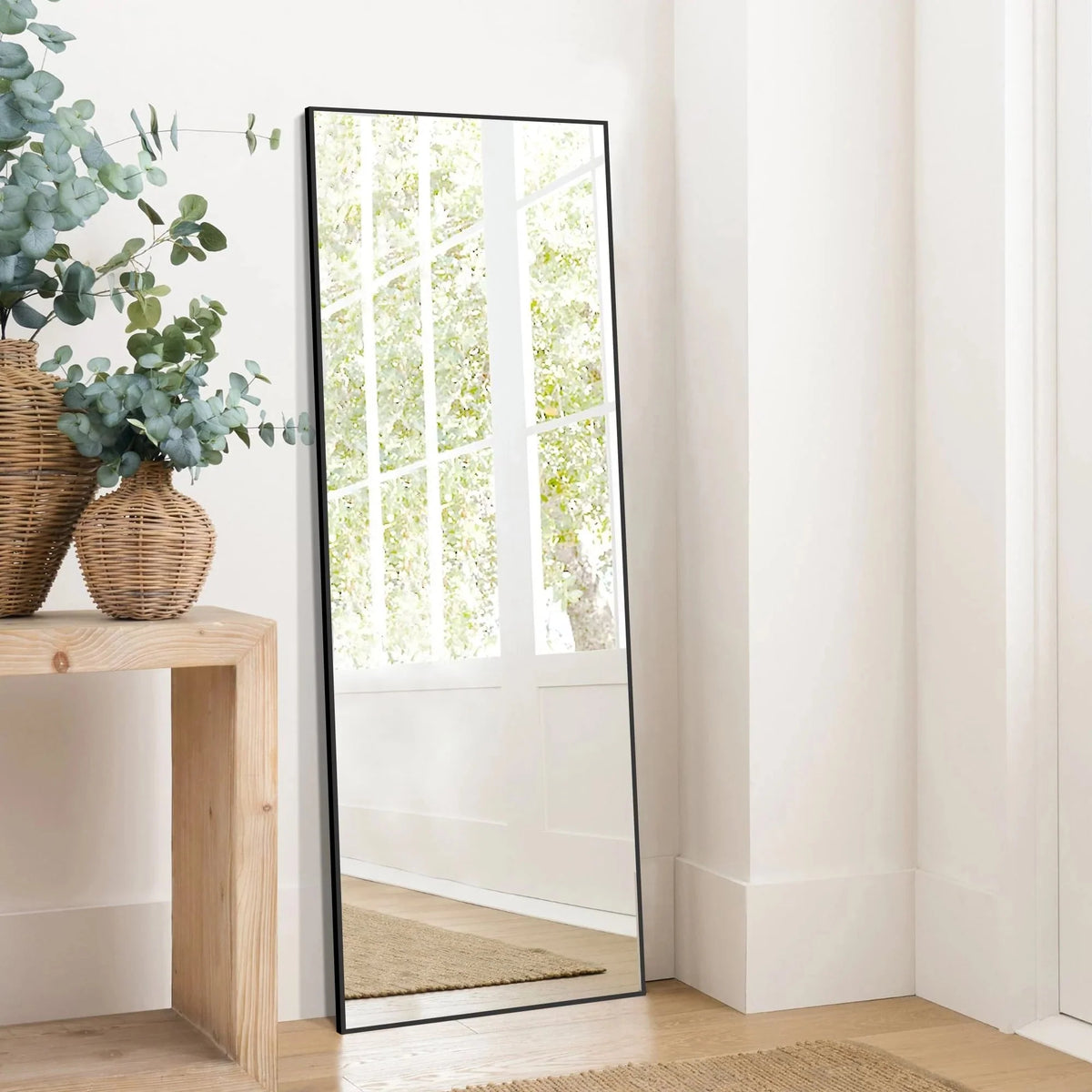 64x21 Full Length Floor Mirror. Large Full Body Aluminum Alloy Frame Standing Mirror with Stand and Wall Mount Option