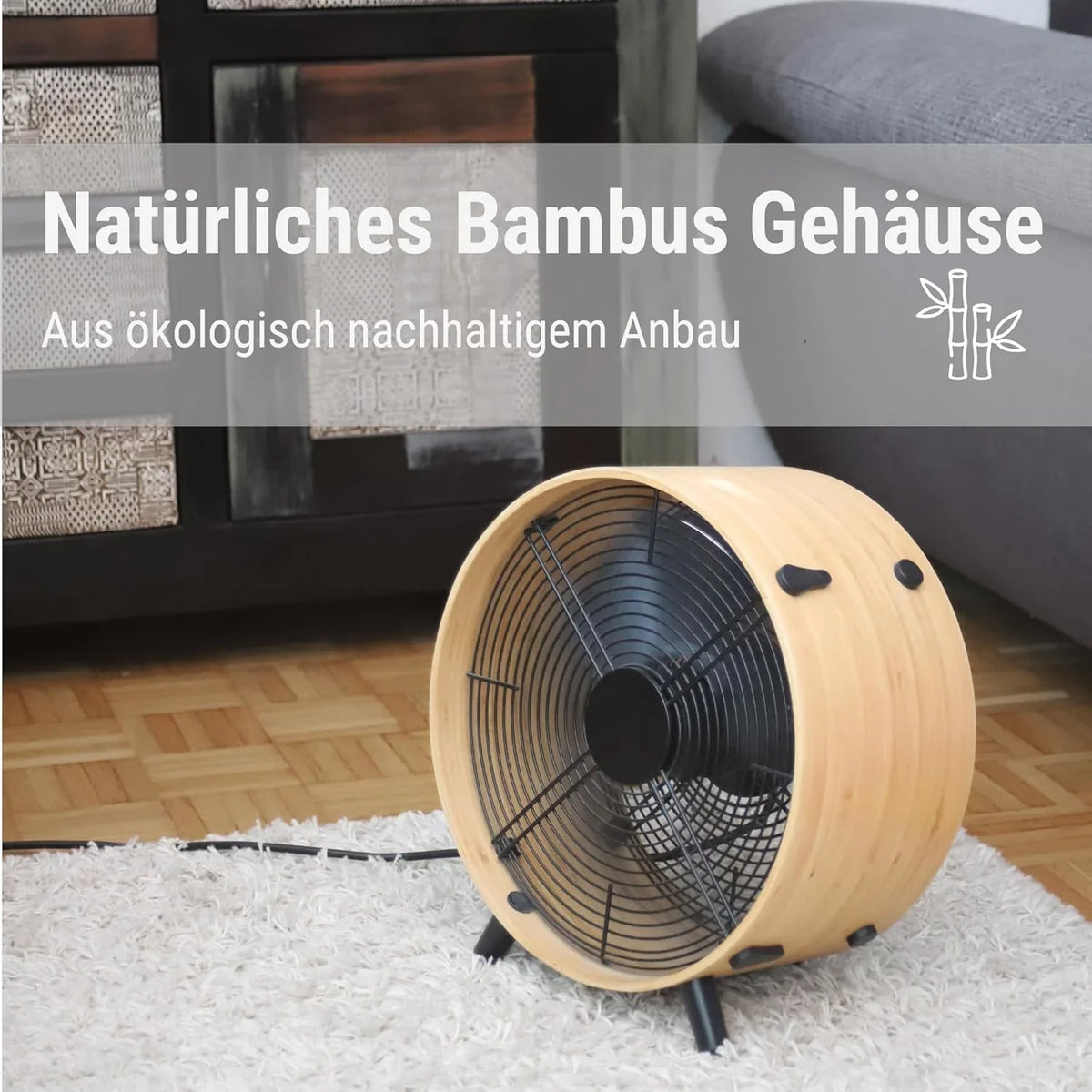 Stadler Form Ventilator Otto. aus Bambus. mit 3 Geschwindigkeiten. ideal im Sommer und fürs Schlafzimmer. Wohnzimmer und Büro geeignet. einfache