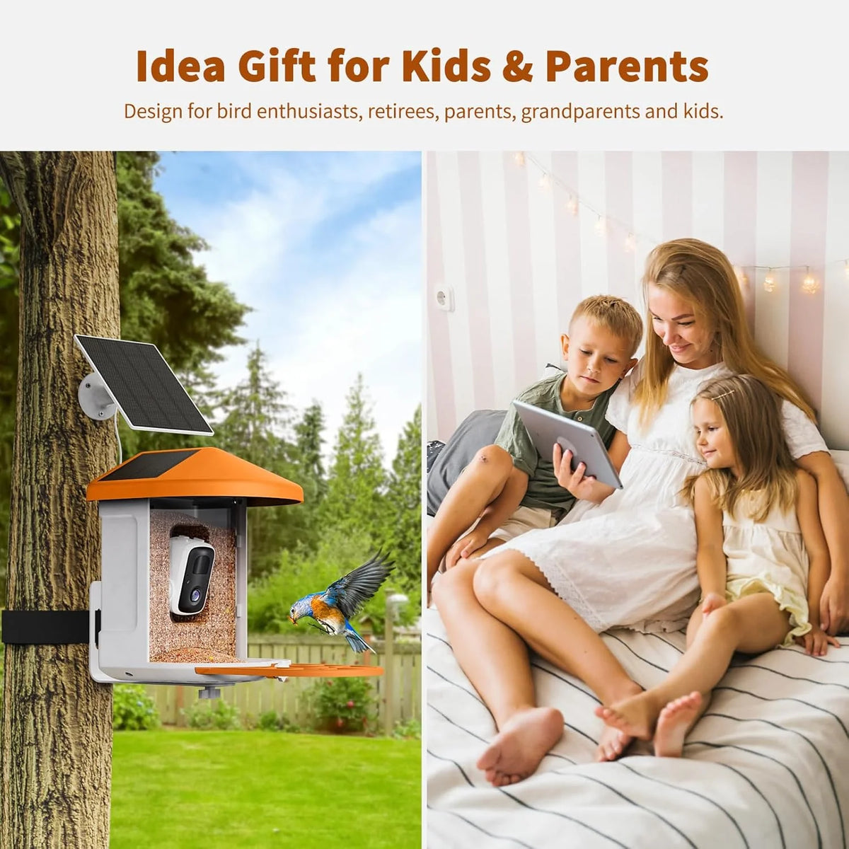 Bird Feeder with Camera with AI Identify Birds Species Solar Panel. Smart Bird House with Cam. 2K Live View. Instant Arrival Alerts