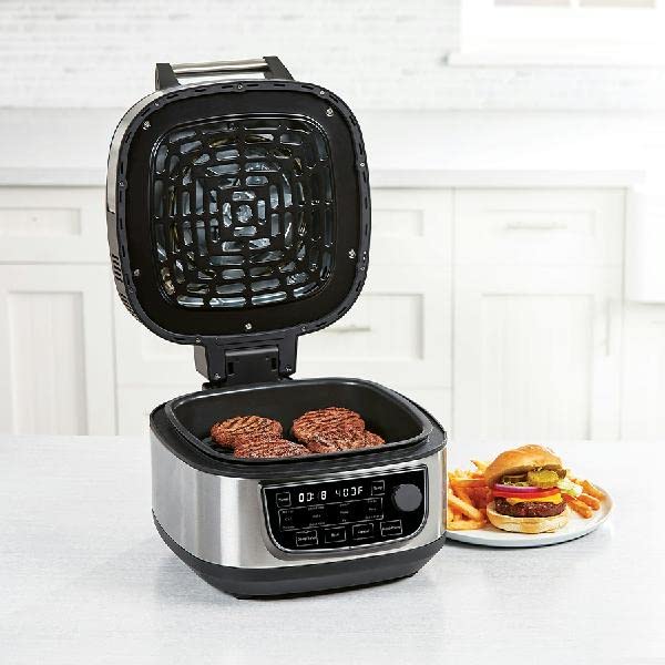 6-Qt 12-in-1 Grill and Air Fryer Combo. 1550W. Stainless Steel